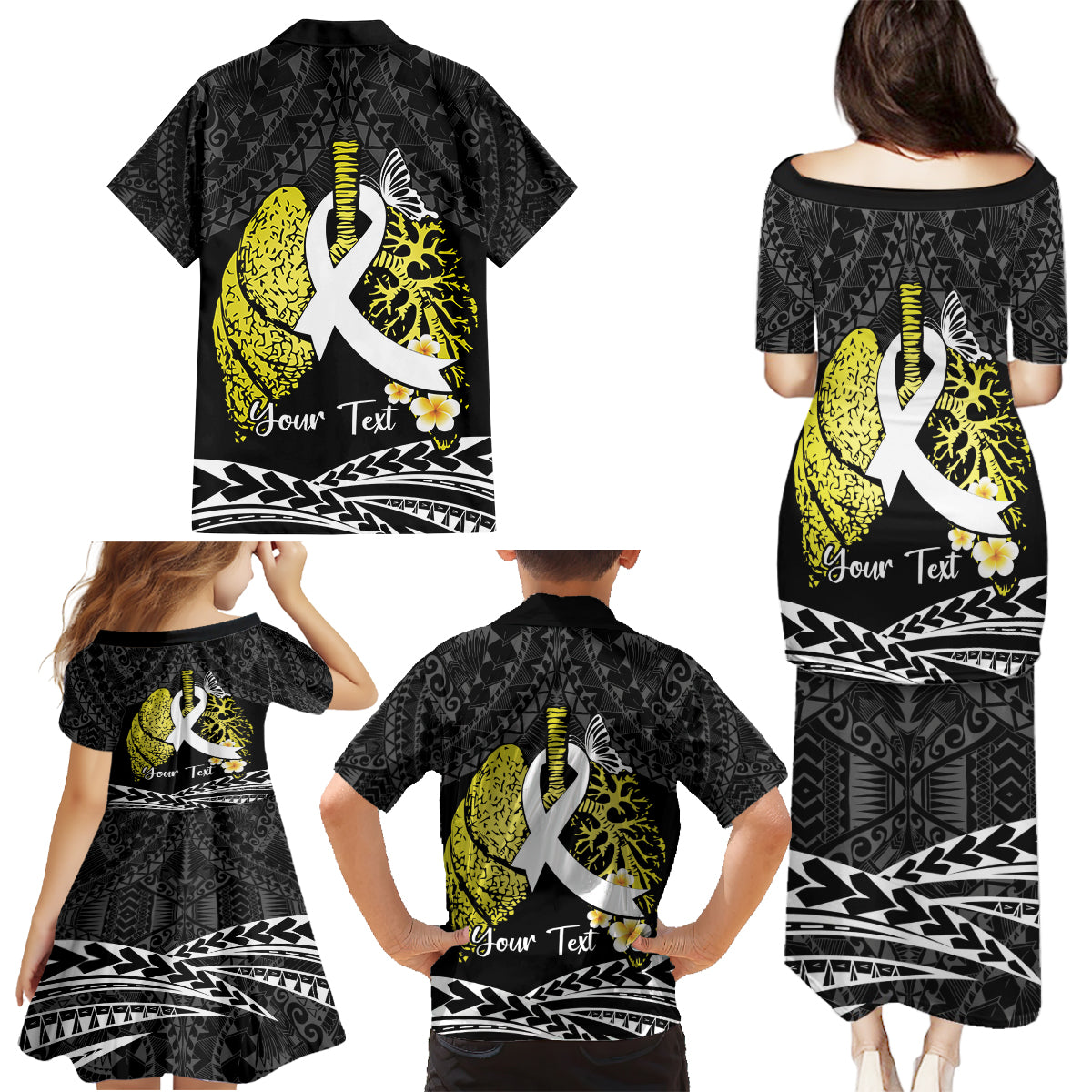 Personalised Polynesia World Lung Cancer Day Family Matching Puletasi and Hawaiian Shirt Faith Hope Love LT14 - Polynesian Pride
