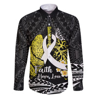 Personalised Polynesia World Lung Cancer Day Family Matching Short Sleeve Bodycon Dress and Hawaiian Shirt Faith Hope Love LT14 Dad's Shirt - Long Sleeve Black - Polynesian Pride