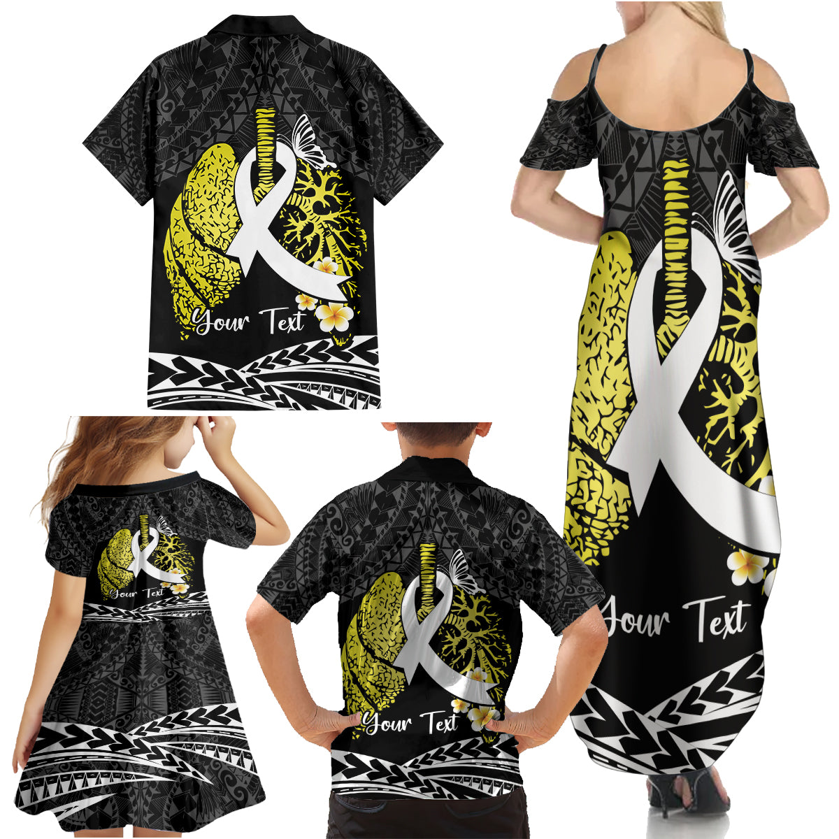 Personalised Polynesia World Lung Cancer Day Family Matching Summer Maxi Dress and Hawaiian Shirt Faith Hope Love LT14 - Polynesian Pride