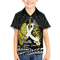 Personalised Polynesia World Lung Cancer Day Family Matching Summer Maxi Dress and Hawaiian Shirt Faith Hope Love LT14 Son's Shirt Black - Polynesian Pride