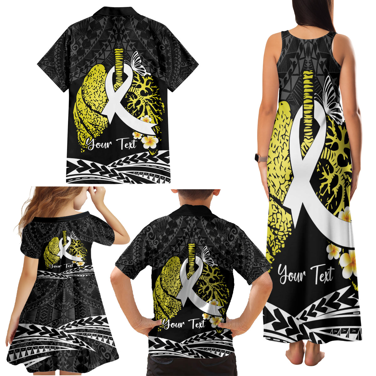 Personalised Polynesia World Lung Cancer Day Family Matching Tank Maxi Dress and Hawaiian Shirt Faith Hope Love LT14 - Polynesian Pride
