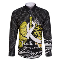 Personalised Polynesia World Lung Cancer Day Family Matching Tank Maxi Dress and Hawaiian Shirt Faith Hope Love LT14 Dad's Shirt - Long Sleeve Black - Polynesian Pride