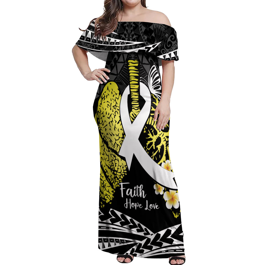 Personalised Polynesia World Lung Cancer Day Off Shoulder Maxi Dress Faith Hope Love