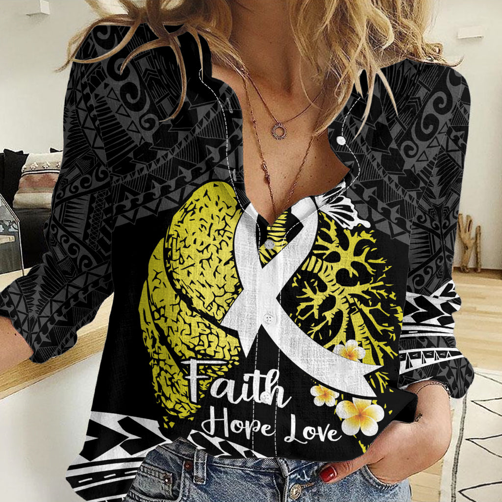 Personalised Polynesia World Lung Cancer Day Women Casual Shirt Faith Hope Love LT14 Female Black - Polynesian Pride