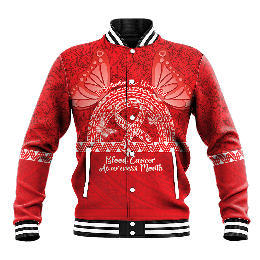 Personalised In September We Wear Red Baseball Jacket Polynesia Blood Cancer Awareness LT14 Unisex Red - Polynesian Pride