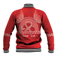 Personalised In September We Wear Red Baseball Jacket Polynesia Blood Cancer Awareness LT14 - Polynesian Pride