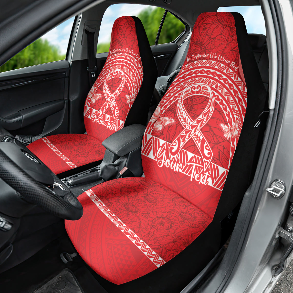 Personalised In September We Wear Red Car Seat Cover Polynesia Blood Cancer Awareness LT14 - Polynesian Pride