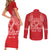 Personalised In September We Wear Red Couples Matching Short Sleeve Bodycon Dress and Long Sleeve Button Shirt Polynesia Blood Cancer Awareness
