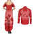 Personalised In September We Wear Red Couples Matching Summer Maxi Dress and Long Sleeve Button Shirt Polynesia Blood Cancer Awareness
