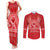 Personalised In September We Wear Red Couples Matching Tank Maxi Dress and Long Sleeve Button Shirt Polynesia Blood Cancer Awareness