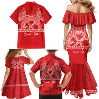 Personalised In September We Wear Red Family Matching Mermaid Dress and Hawaiian Shirt Polynesia Blood Cancer Awareness LT14 - Polynesian Pride