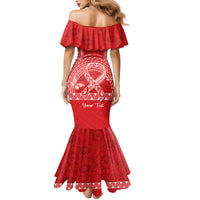 Personalised In September We Wear Red Family Matching Mermaid Dress and Hawaiian Shirt Polynesia Blood Cancer Awareness LT14 - Polynesian Pride