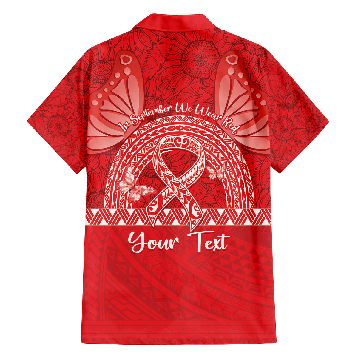 Personalised In September We Wear Red Family Matching Off The Shoulder Long Sleeve Dress and Hawaiian Shirt Polynesia Blood Cancer Awareness LT14 - Polynesian Pride