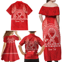 Personalised In September We Wear Red Family Matching Off Shoulder Maxi Dress and Hawaiian Shirt Polynesia Blood Cancer Awareness LT14 - Polynesian Pride