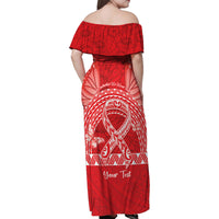Personalised In September We Wear Red Family Matching Off Shoulder Maxi Dress and Hawaiian Shirt Polynesia Blood Cancer Awareness LT14 - Polynesian Pride