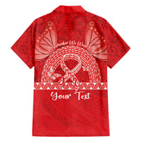Personalised In September We Wear Red Family Matching Off Shoulder Short Dress and Hawaiian Shirt Polynesia Blood Cancer Awareness LT14 - Polynesian Pride