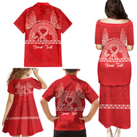 Personalised In September We Wear Red Family Matching Puletasi and Hawaiian Shirt Polynesia Blood Cancer Awareness LT14 - Polynesian Pride