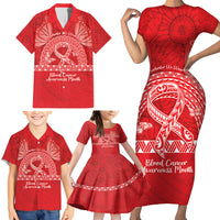 Personalised In September We Wear Red Family Matching Short Sleeve Bodycon Dress and Hawaiian Shirt Polynesia Blood Cancer Awareness LT14 - Polynesian Pride
