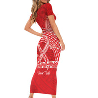 Personalised In September We Wear Red Family Matching Short Sleeve Bodycon Dress and Hawaiian Shirt Polynesia Blood Cancer Awareness LT14 - Polynesian Pride