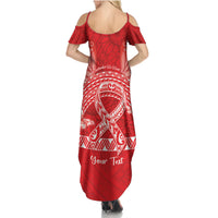 Personalised In September We Wear Red Family Matching Summer Maxi Dress and Hawaiian Shirt Polynesia Blood Cancer Awareness LT14 - Polynesian Pride