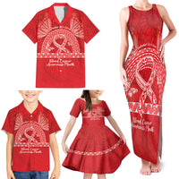 Personalised In September We Wear Red Family Matching Tank Maxi Dress and Hawaiian Shirt Polynesia Blood Cancer Awareness LT14 - Polynesian Pride
