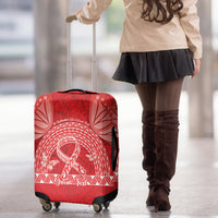 Personalised In September We Wear Red Luggage Cover Polynesia Blood Cancer Awareness