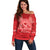 Personalised In September We Wear Red Off Shoulder Sweater Polynesia Blood Cancer Awareness