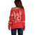Personalised In September We Wear Red Off Shoulder Sweater Polynesia Blood Cancer Awareness