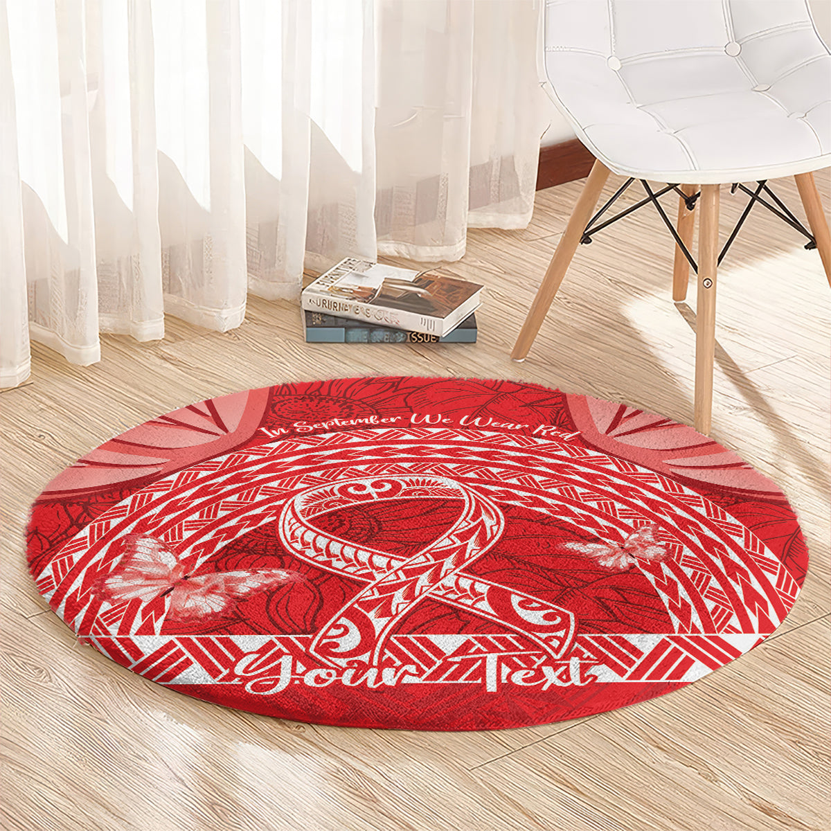 Personalised In September We Wear Red Round Carpet Polynesia Blood Cancer Awareness LT14 - Polynesian Pride