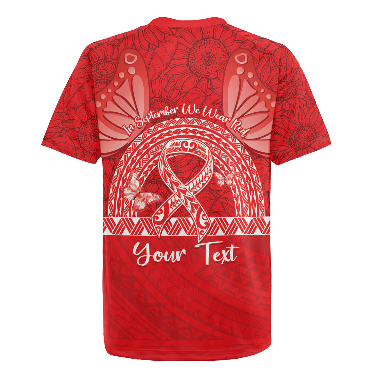 Personalised In September We Wear Red Rugby Jersey Polynesia Blood Cancer Awareness LT14 - Polynesian Pride