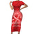 Personalised In September We Wear Red Short Sleeve Bodycon Dress Polynesia Blood Cancer Awareness