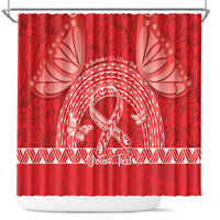 Personalised In September We Wear Red Shower Curtain Polynesia Blood Cancer Awareness LT14 Red - Polynesian Pride