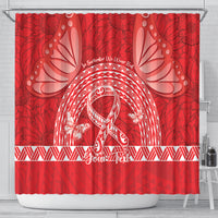 Personalised In September We Wear Red Shower Curtain Polynesia Blood Cancer Awareness LT14 - Polynesian Pride