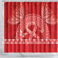 Personalised In September We Wear Red Shower Curtain Polynesia Blood Cancer Awareness LT14 - Polynesian Pride