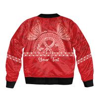 Personalised In September We Wear Red Sleeve Zip Bomber Jacket Polynesia Blood Cancer Awareness LT14 - Polynesian Pride