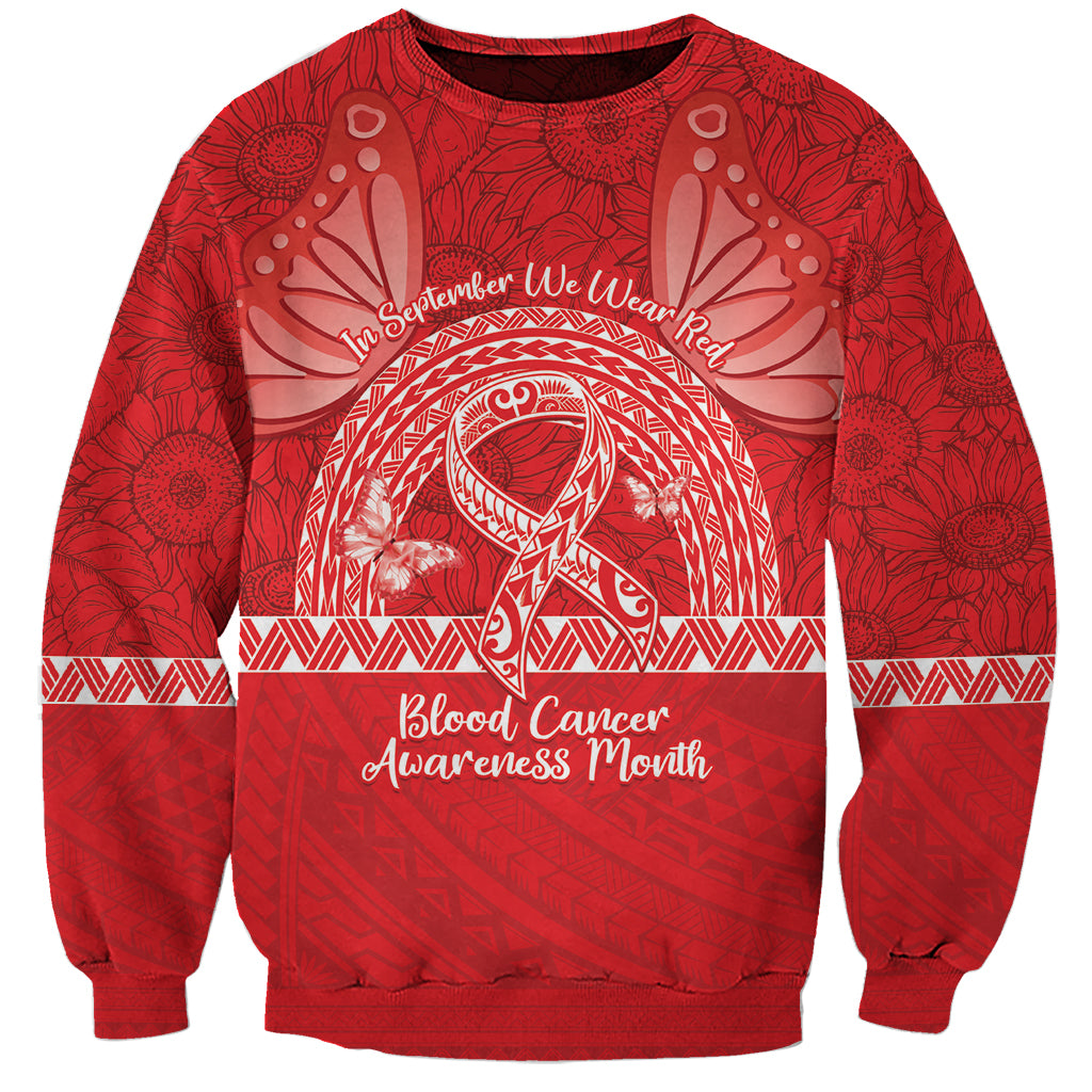 Personalised In September We Wear Red Sweatshirt Polynesia Blood Cancer Awareness