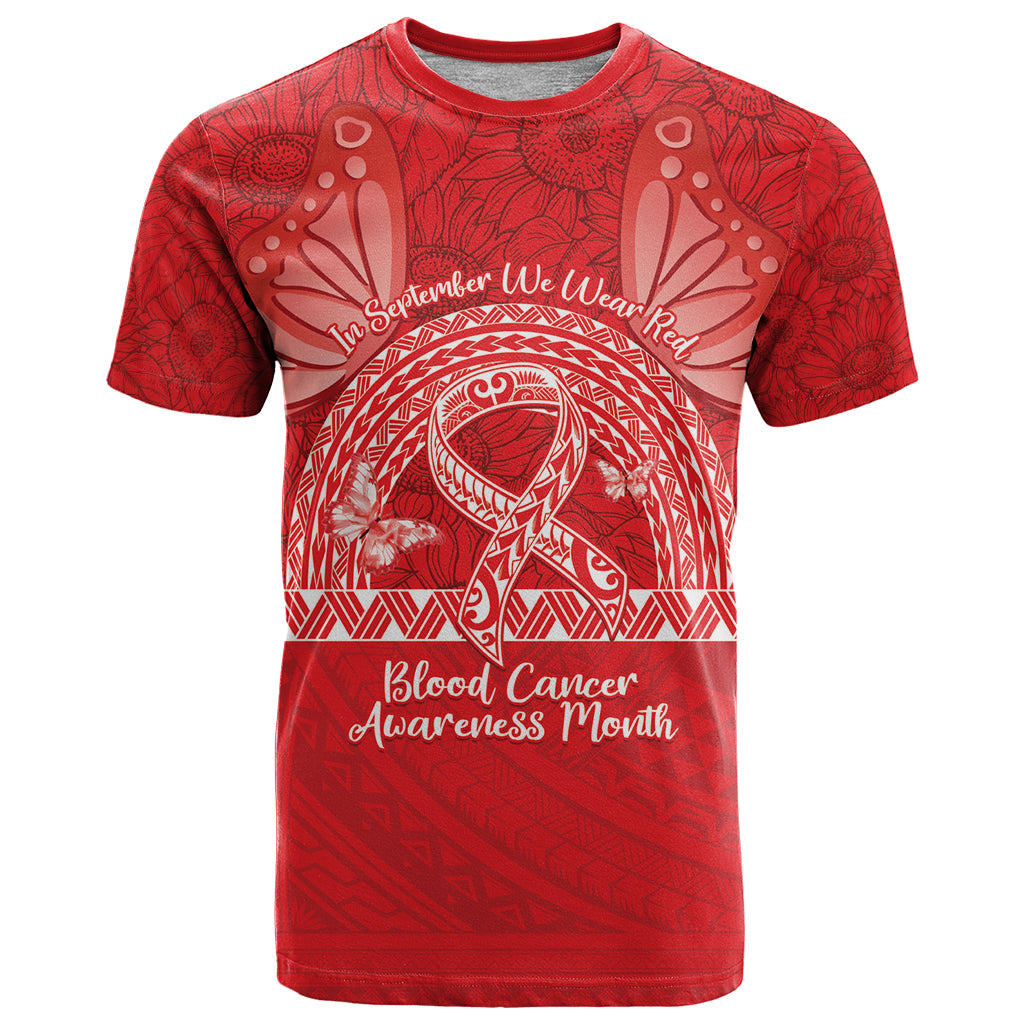 Personalised In September We Wear Red T Shirt Polynesia Blood Cancer Awareness LT14 Red - Polynesian Pride