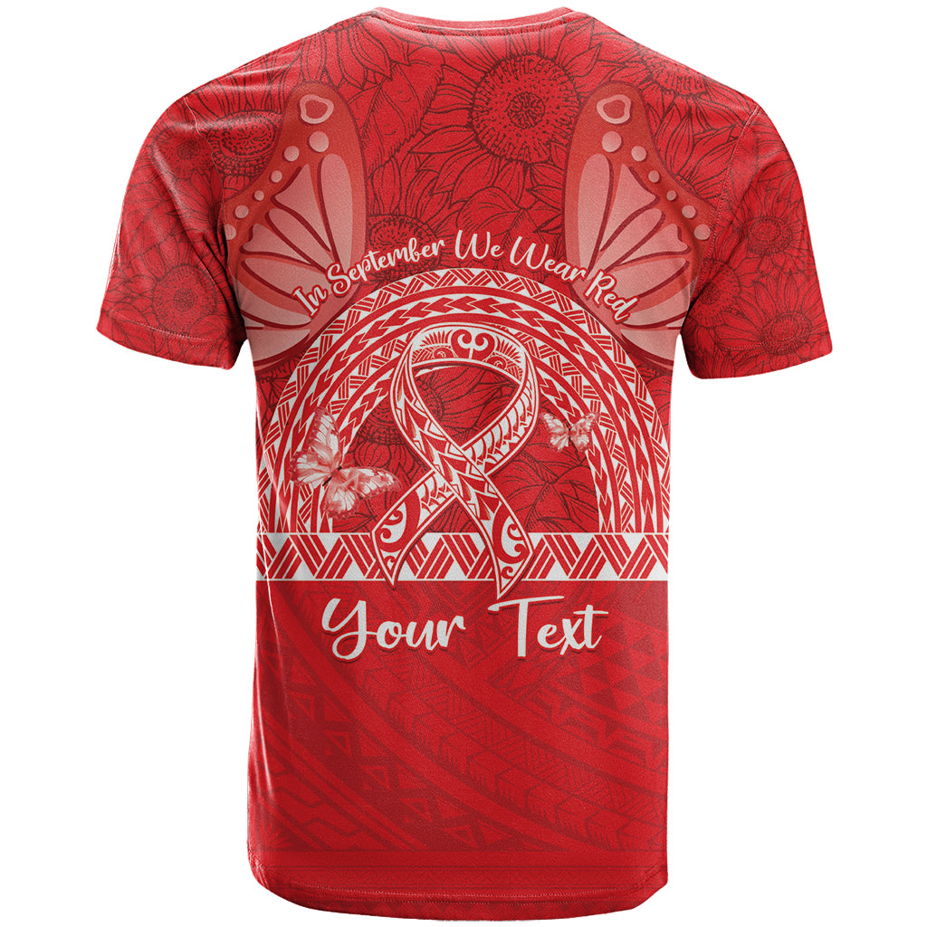 Personalised In September We Wear Red T Shirt Polynesia Blood Cancer Awareness LT14 - Polynesian Pride