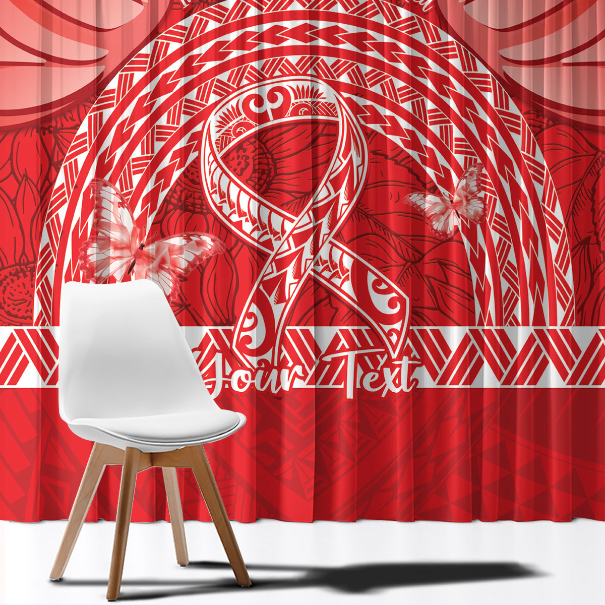 Personalised In September We Wear Red Window Curtain Polynesia Blood Cancer Awareness LT14 - Polynesian Pride