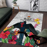 Kiribati Independence Day Area Rug Frigatebird Mix Tropical Flowers - White Style LT14 White - Polynesian Pride