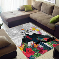 Kiribati Independence Day Area Rug Frigatebird Mix Tropical Flowers - White Style LT14 - Polynesian Pride