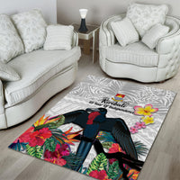 Kiribati Independence Day Area Rug Frigatebird Mix Tropical Flowers - White Style LT14 - Polynesian Pride