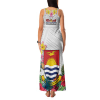 Kiribati Independence Day Family Matching Tank Maxi Dress and Hawaiian Shirt Frigatebird Mix Tropical Flowers - White Style LT14 - Polynesian Pride