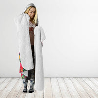 Kiribati Independence Day Hooded Blanket Frigatebird Mix Tropical Flowers - White Style