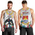 Kiribati Independence Day Men Tank Top Frigatebird Mix Tropical Flowers - White Style