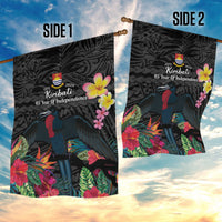 Kiribati Independence Day Garden Flag Frigatebird Mix Tropical Flowers - Black Style