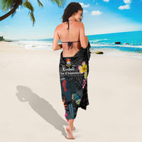 Kiribati Independence Day Sarong Frigatebird Mix Tropical Flowers - Black Style