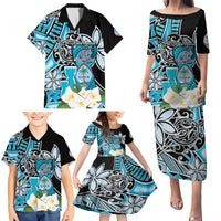 Personalised Guam Liberation Day Family Matching Puletasi and Hawaiian Shirt 80th Anniversary Chamorro Latte Stone With Guasali Flowers LT14 - Polynesian Pride