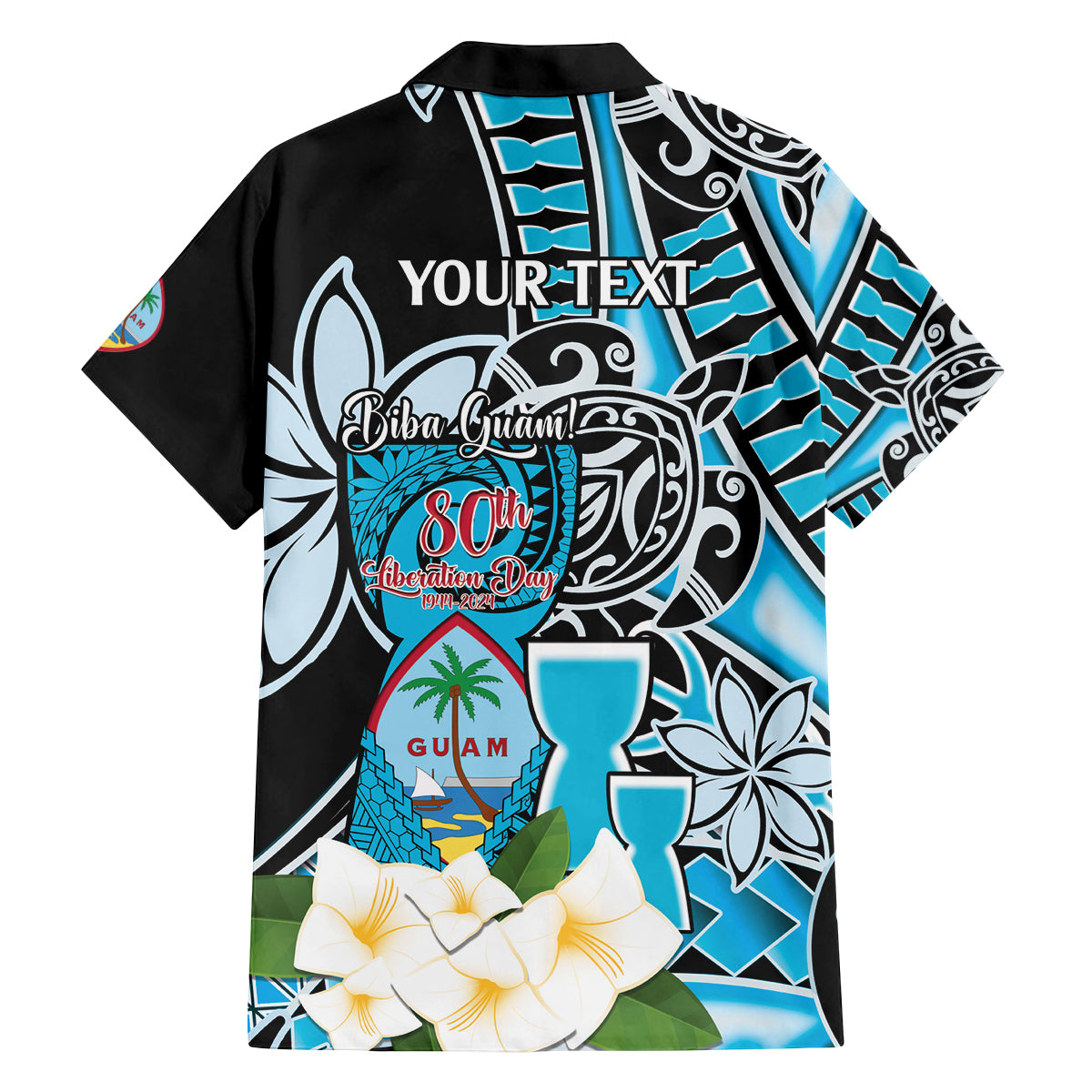 Personalised Guam Liberation Day Family Matching Tank Maxi Dress and Hawaiian Shirt 80th Anniversary Chamorro Latte Stone With Guasali Flowers LT14 - Polynesian Pride