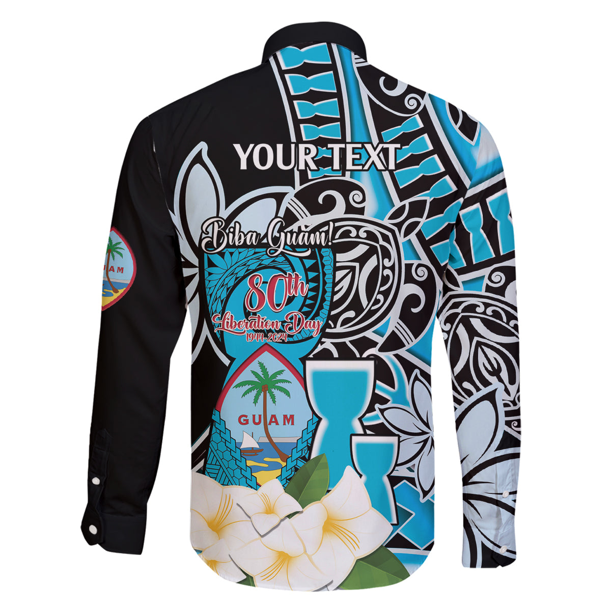 Personalised Guam Liberation Day Family Matching Tank Maxi Dress and Hawaiian Shirt 80th Anniversary Chamorro Latte Stone With Guasali Flowers LT14 - Polynesian Pride
